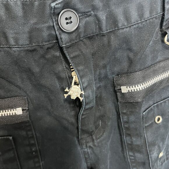 Tripp NYC Daang Goodman Black & Pink Plaid Crop Cargo Capri Pants Punk Goth Y2K - Picture 3 of 8